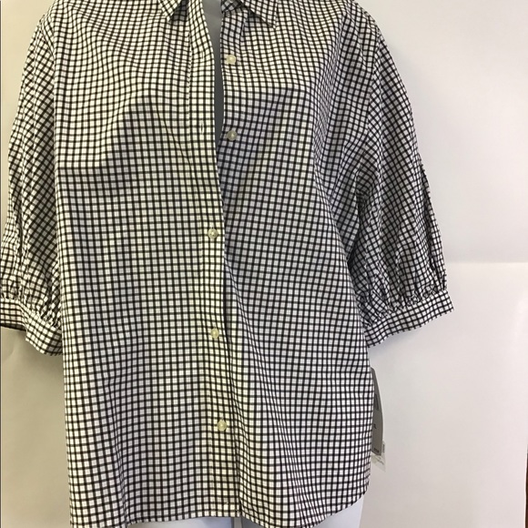 NEW Lauren Ralph Lauren Button Blouse Black White. - Picture 5 of 6